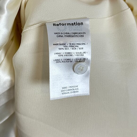 REFORMATION Babette Silk Dress in Ivory Size US 6 NWT - Picture 12 of 16